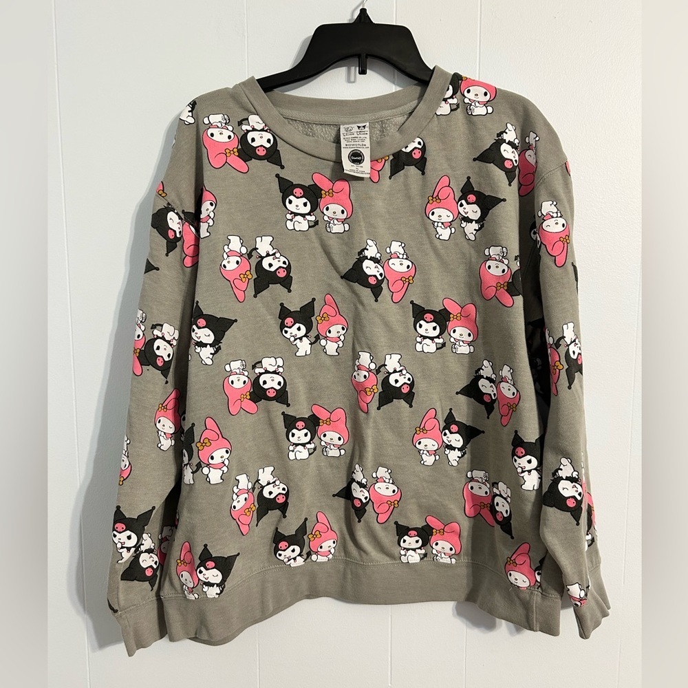 MY MELODY KUROMI Sweatshirt Top Juniors  xl Gray Goth Hello Kitty‎ Friends